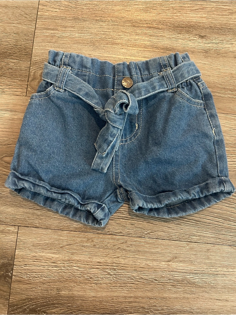 Girls' Denim Tie-Belt Shorts in Blue